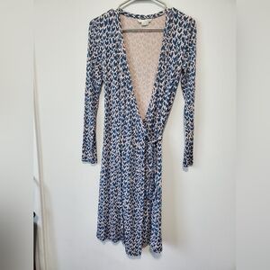 Boden Jersey Knit Style Heart Print Full Wrap Dress Size 2